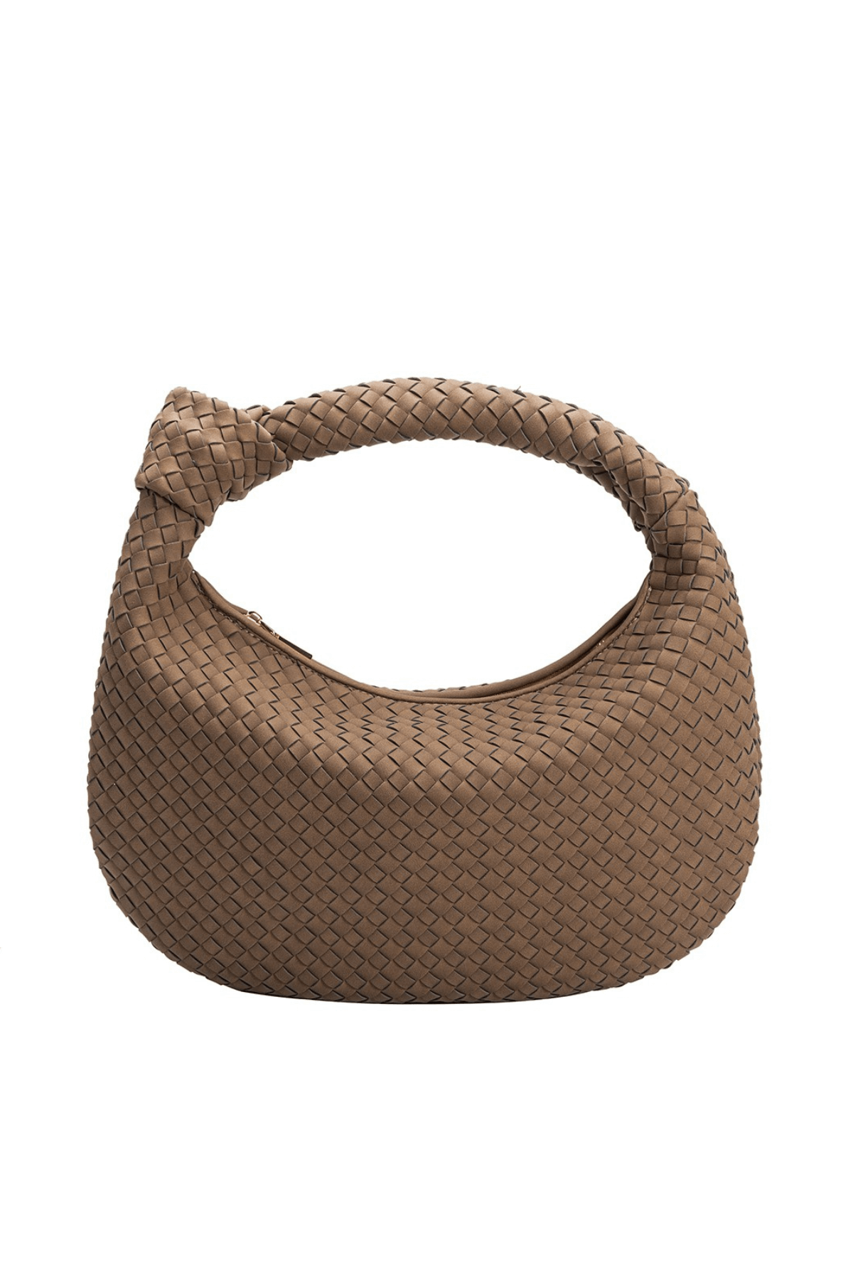 Melie Bianco Knotted Woven Vegan Suede Large Bag