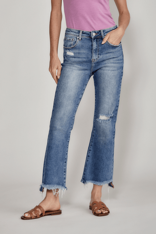Risen Jeans High rise tummy control crop wide leg pants – SoShee