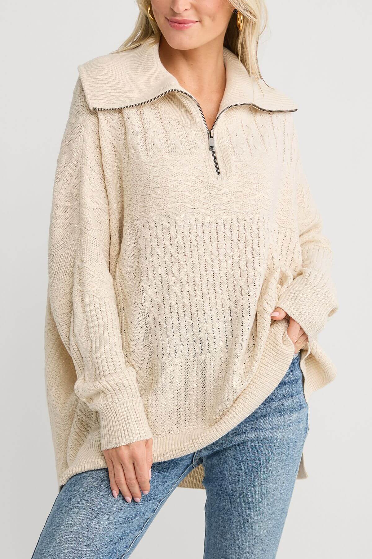 RD Style Persephone Long Sleeve Troyer Neck Poncho – Social Threads