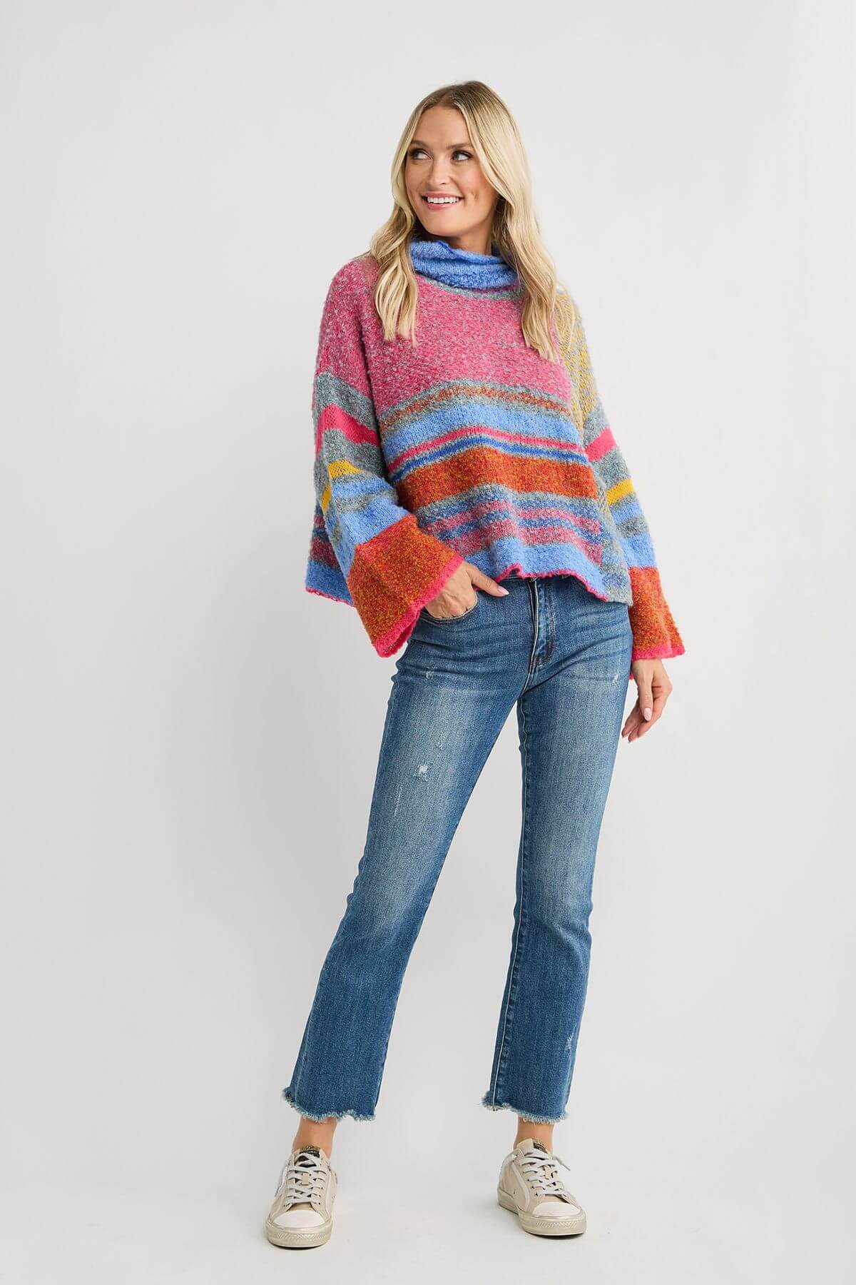 Slouchy Knit Multi Colot Sweater Multicolor