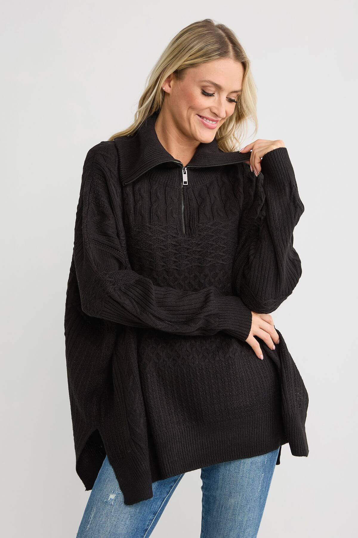 Poncho jumper with online long sleeves