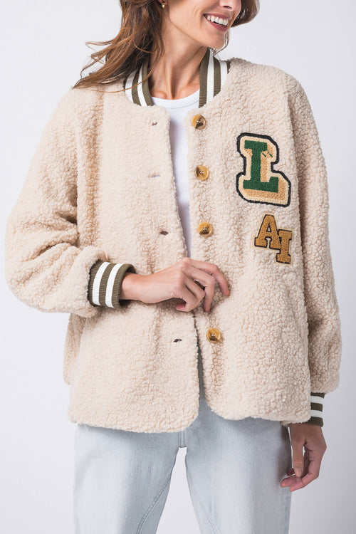 Mable Sherpa Patch Varsity Jacket