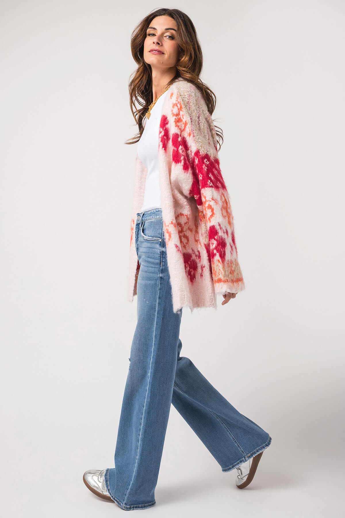 &Merci Oversized Fluffy Floral Cardigan