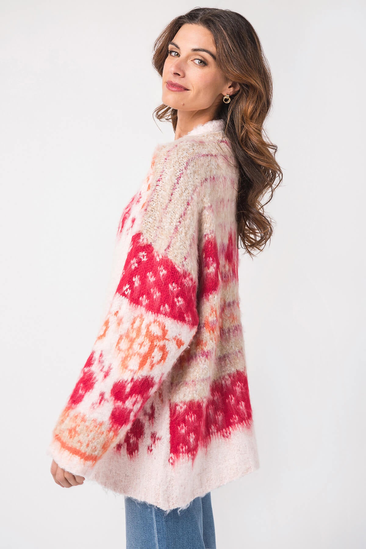 &Merci Oversized Fluffy Floral Cardigan