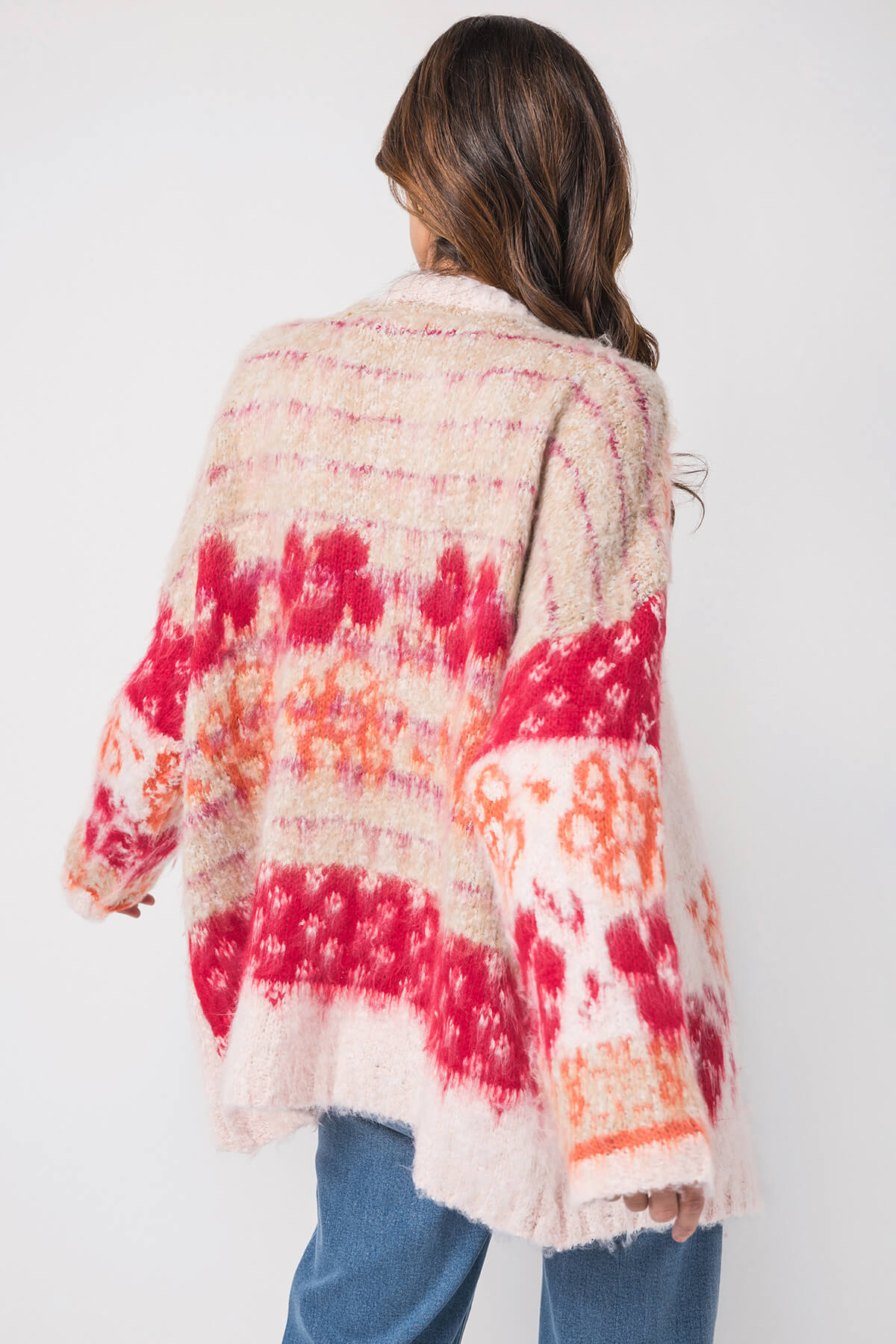 &Merci Oversized Fluffy Floral Cardigan