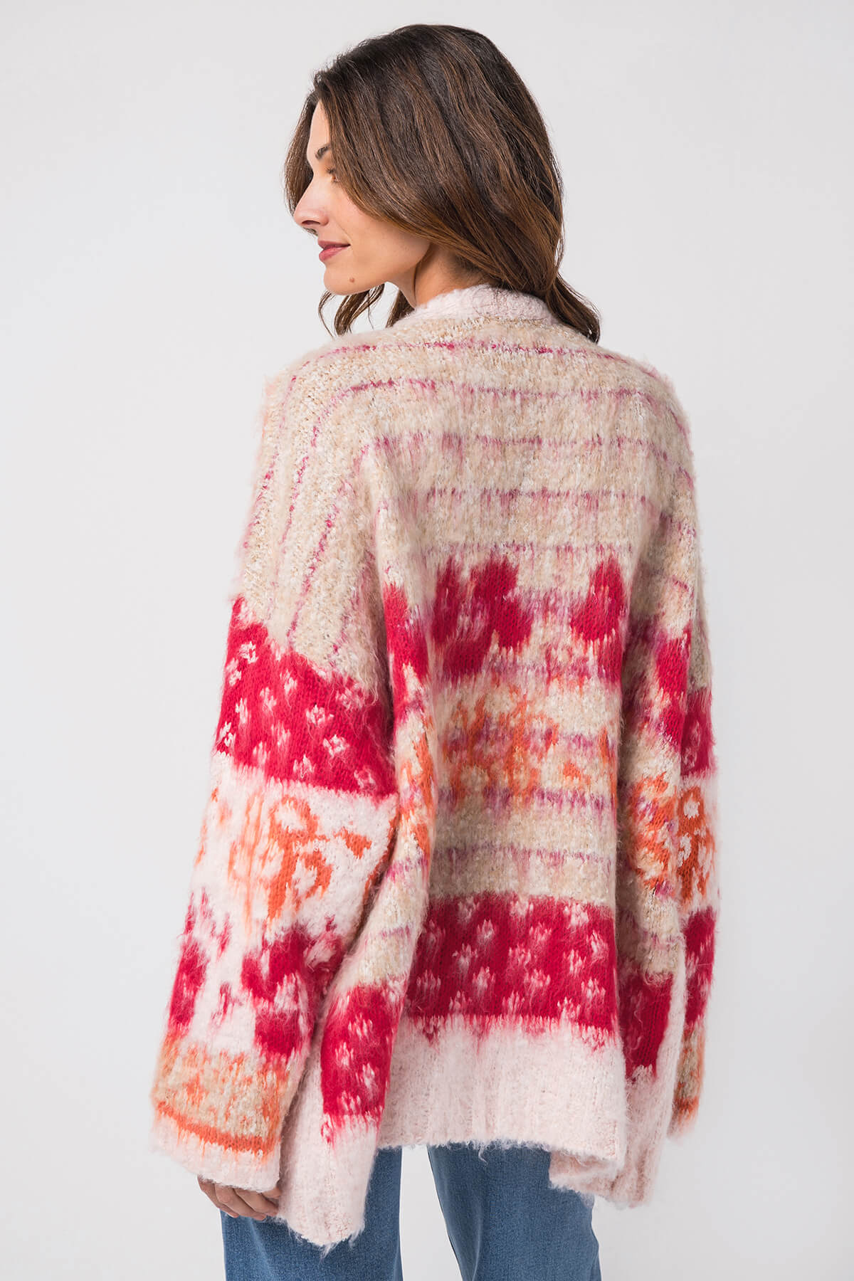 &Merci Oversized Fluffy Floral Cardigan