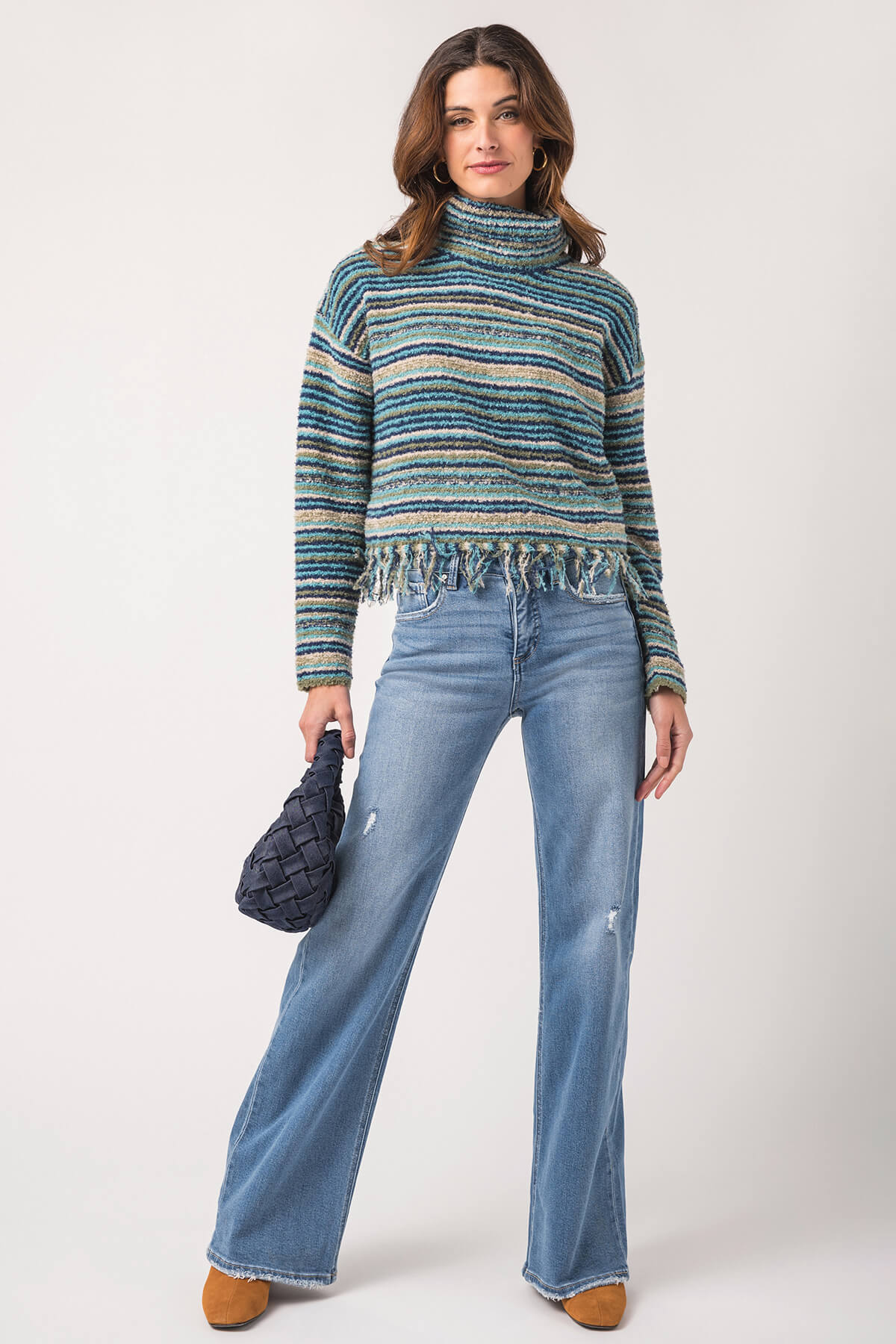 Hem & Thread Fringe Turtleneck Sweater