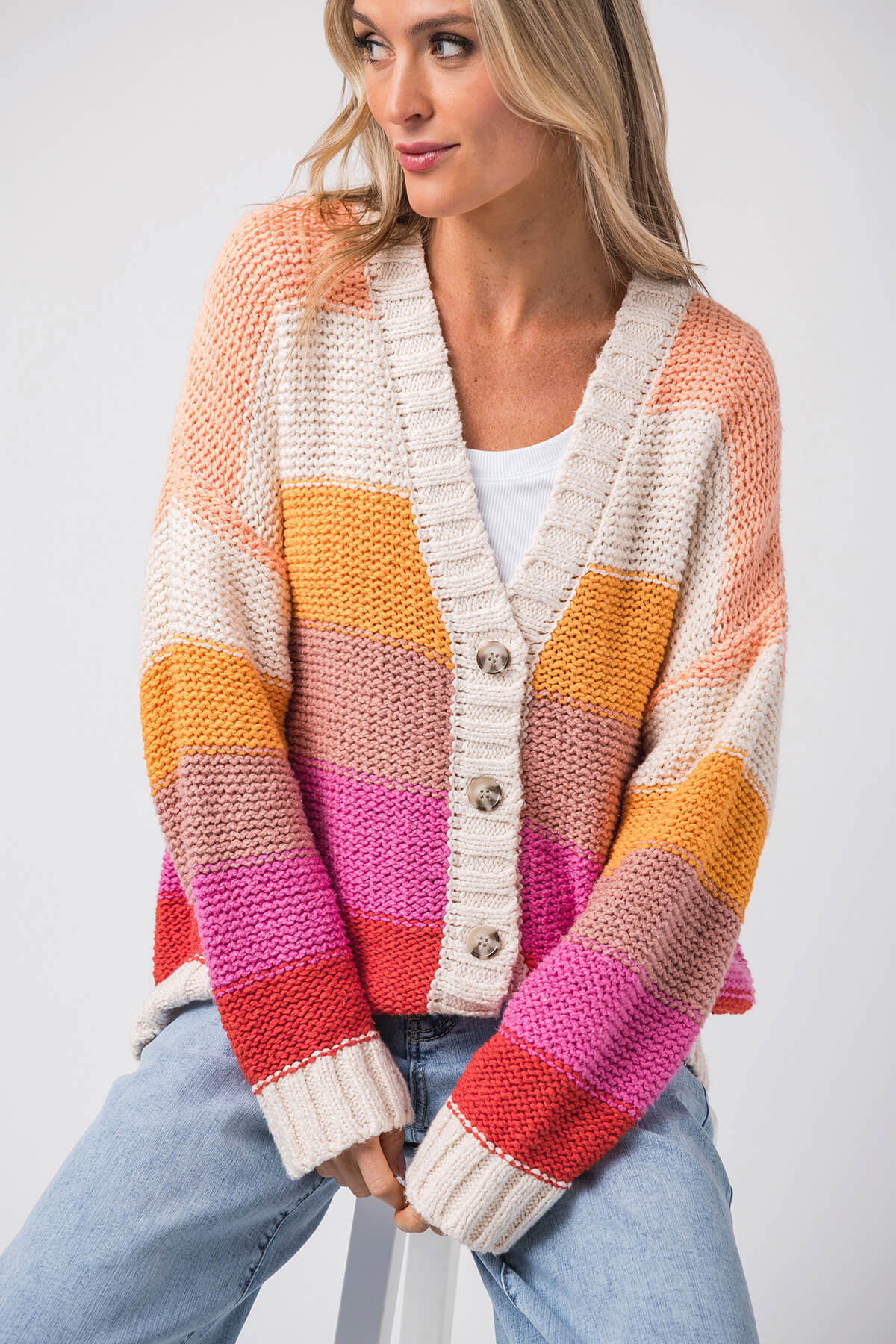 By Together Multi Striped Cardigan