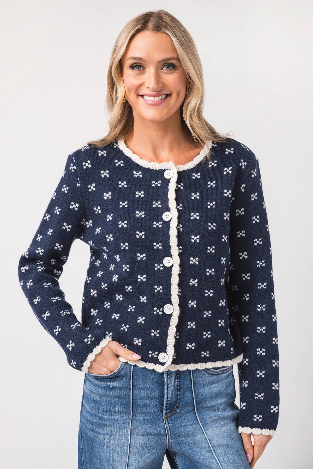 Raisonnel Patterned Button Cardigan