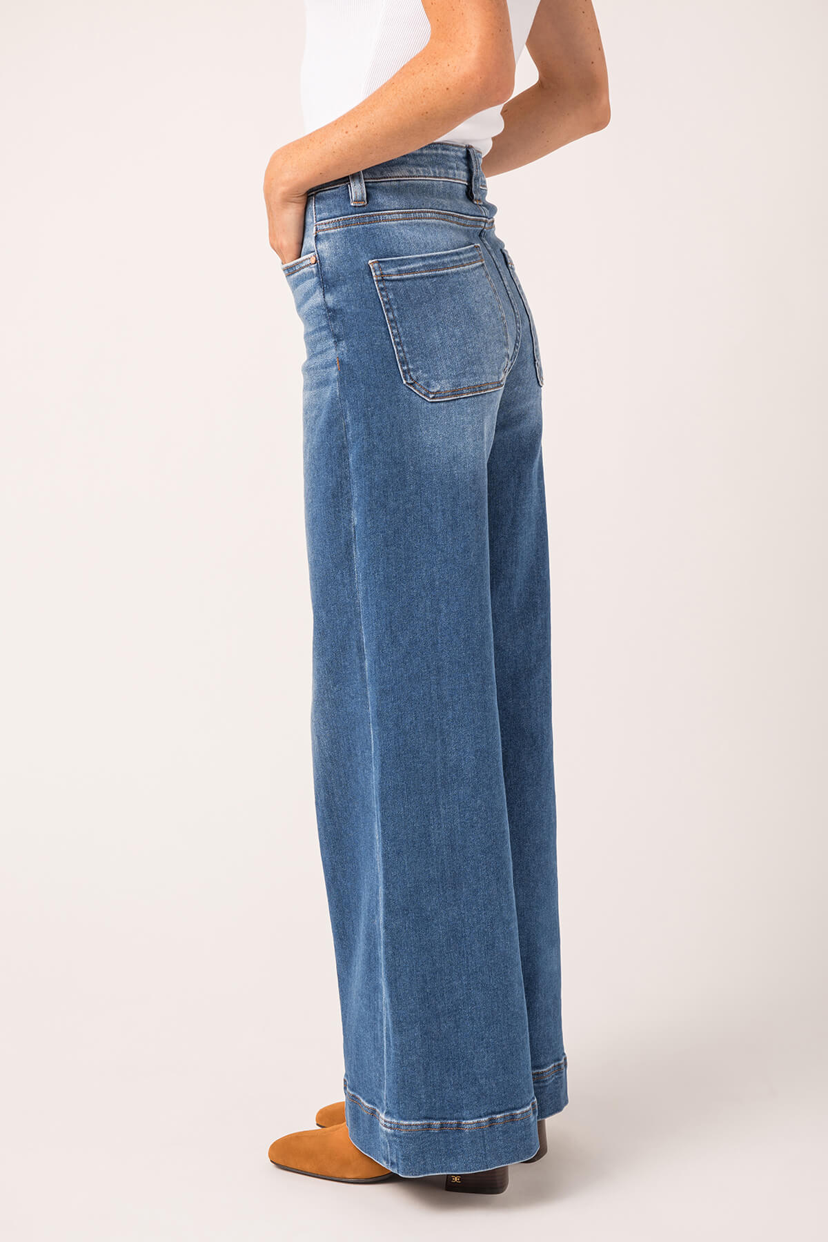 Risen Dani High Rise Front Pintuck Ankle Wide Leg Jeans