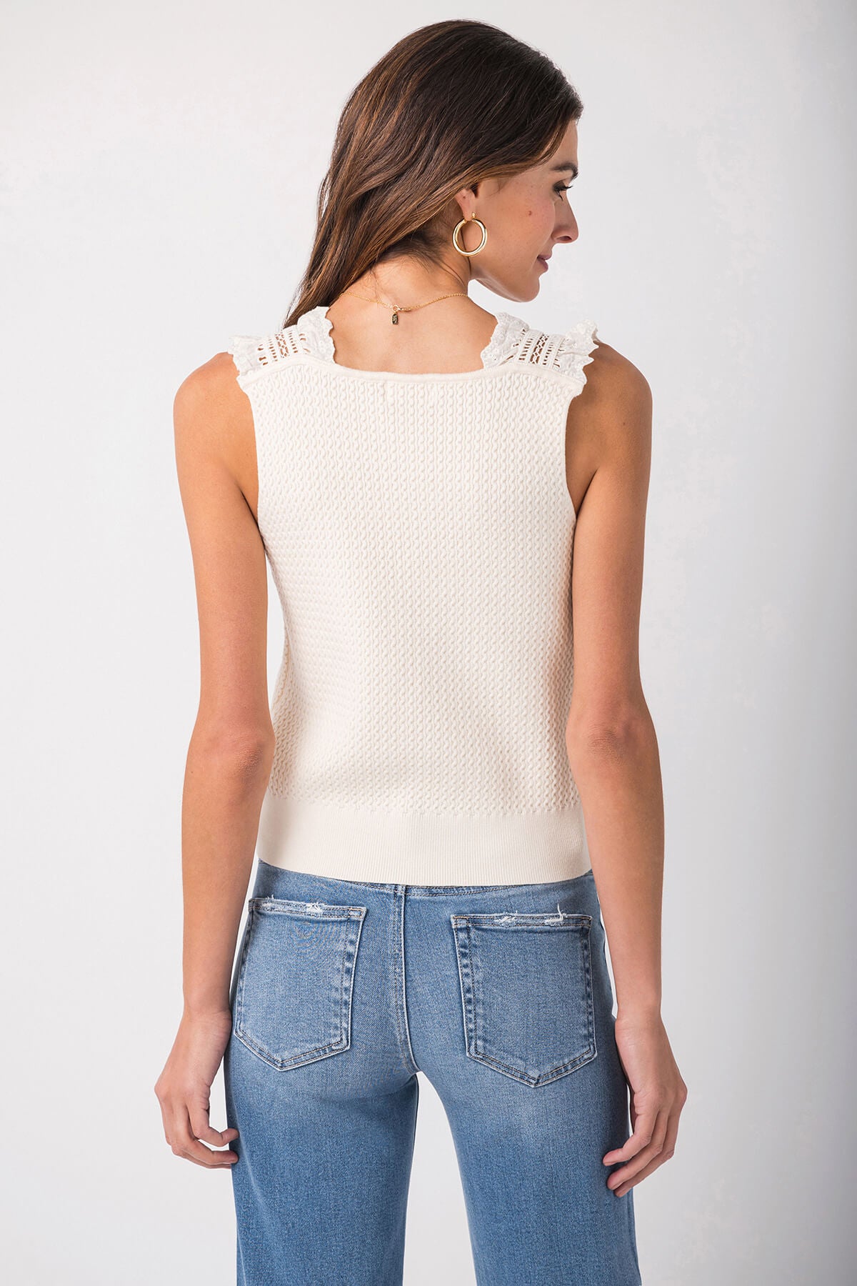 Fate Lace Strap Pilcro Crafted Rib Sweater Tank