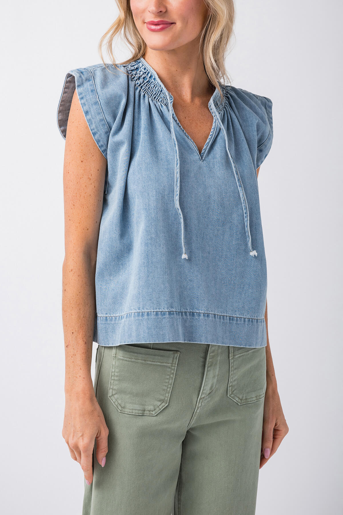 Wishlist Denim Vneck Top