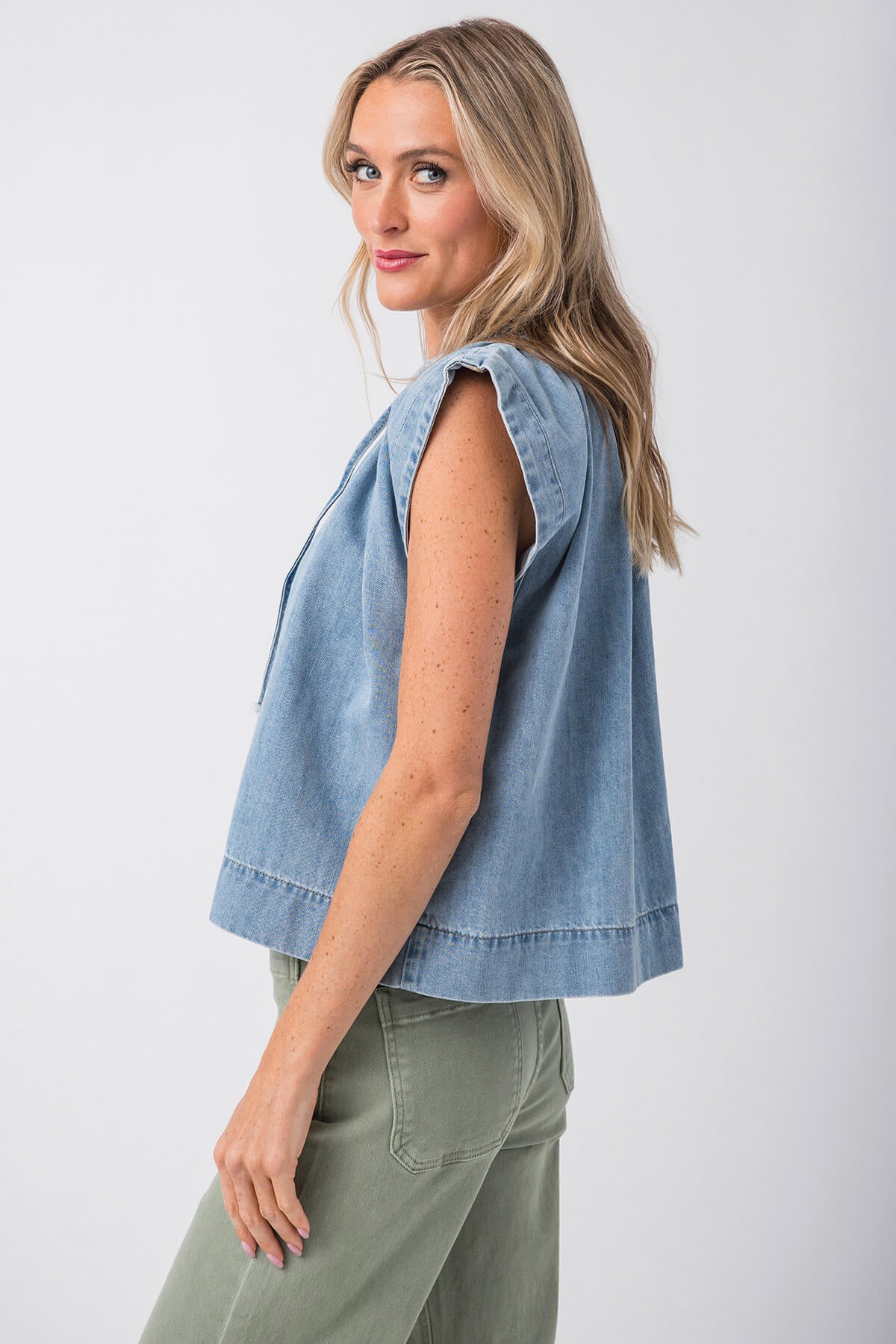 Wishlist Denim Vneck Top