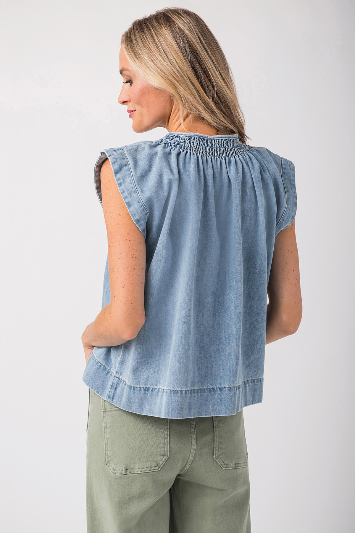 Wishlist Denim Vneck Top