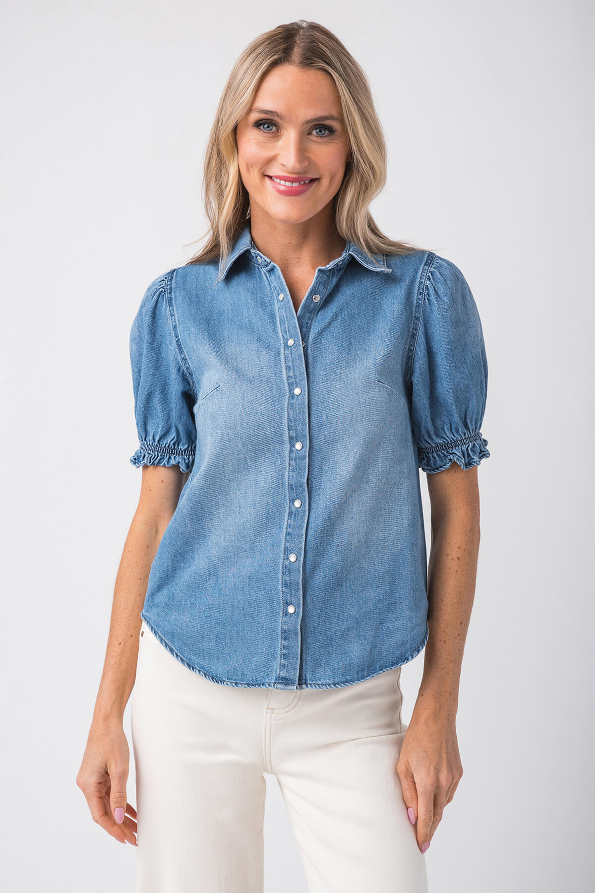 Risen Puff Sleeve Denim Shirt