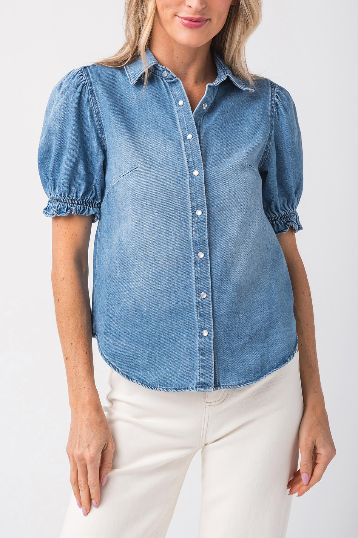 Risen Puff Sleeve Denim Shirt