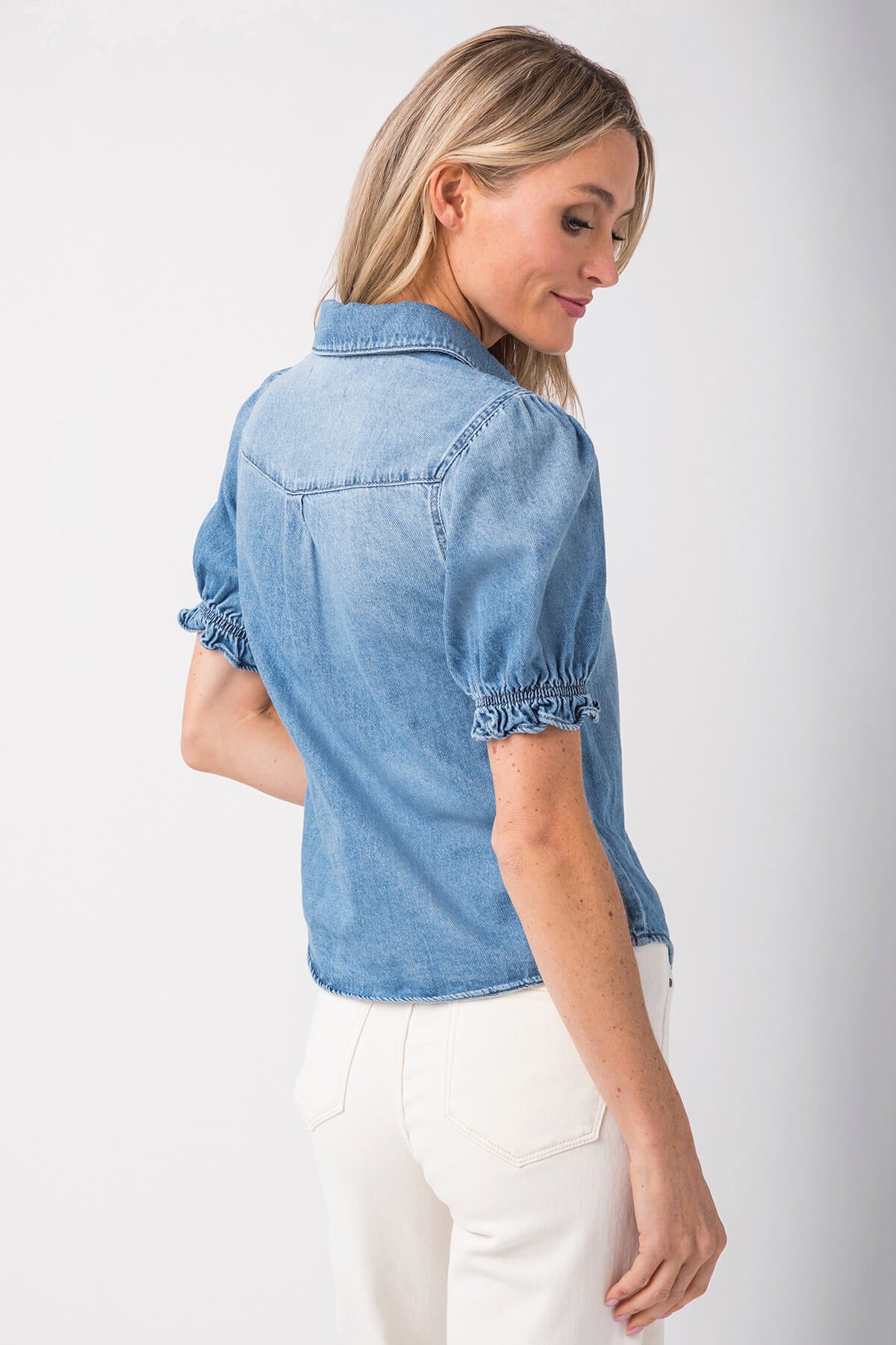 Risen Puff Sleeve Denim Shirt