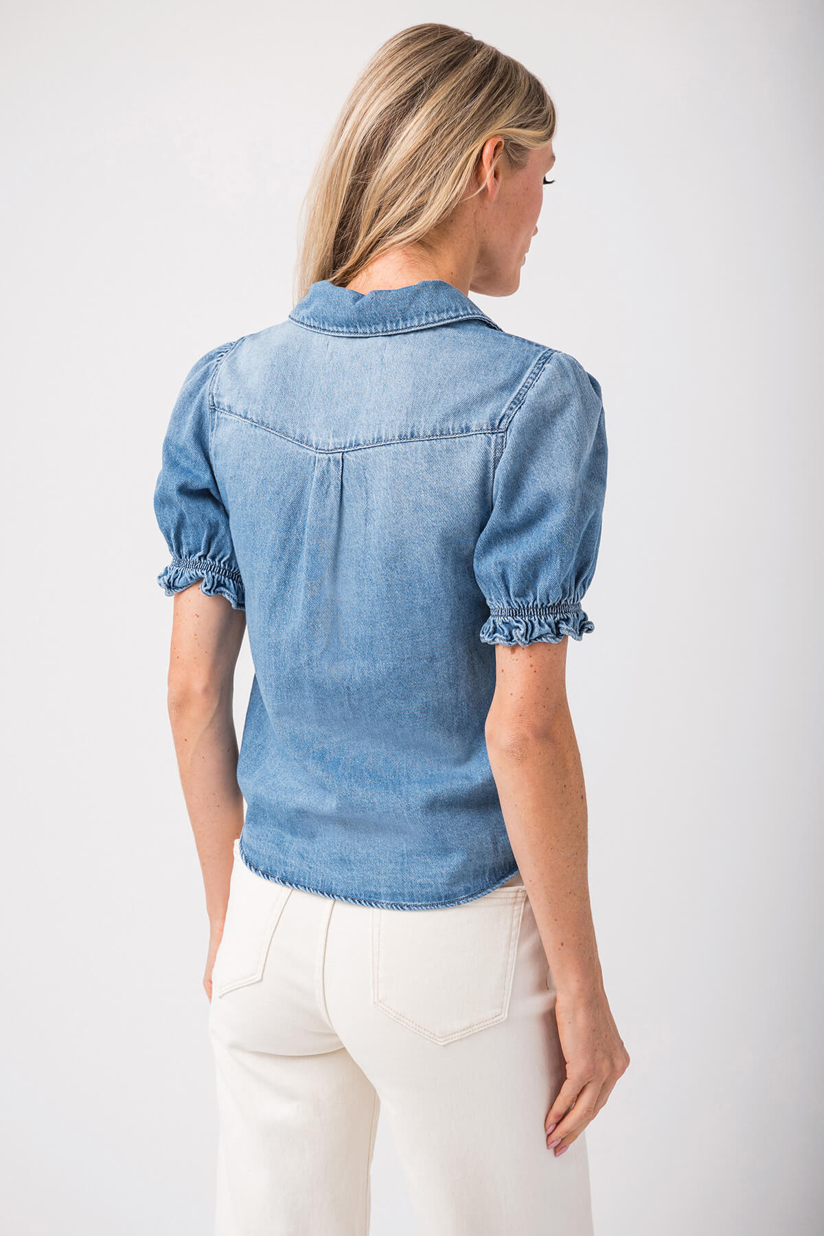 Risen Puff Sleeve Denim Shirt