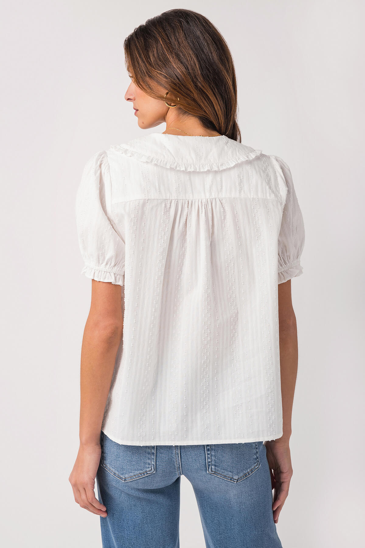 Gigio Short Puff Sleeve Blouse with Peter Pan Collar