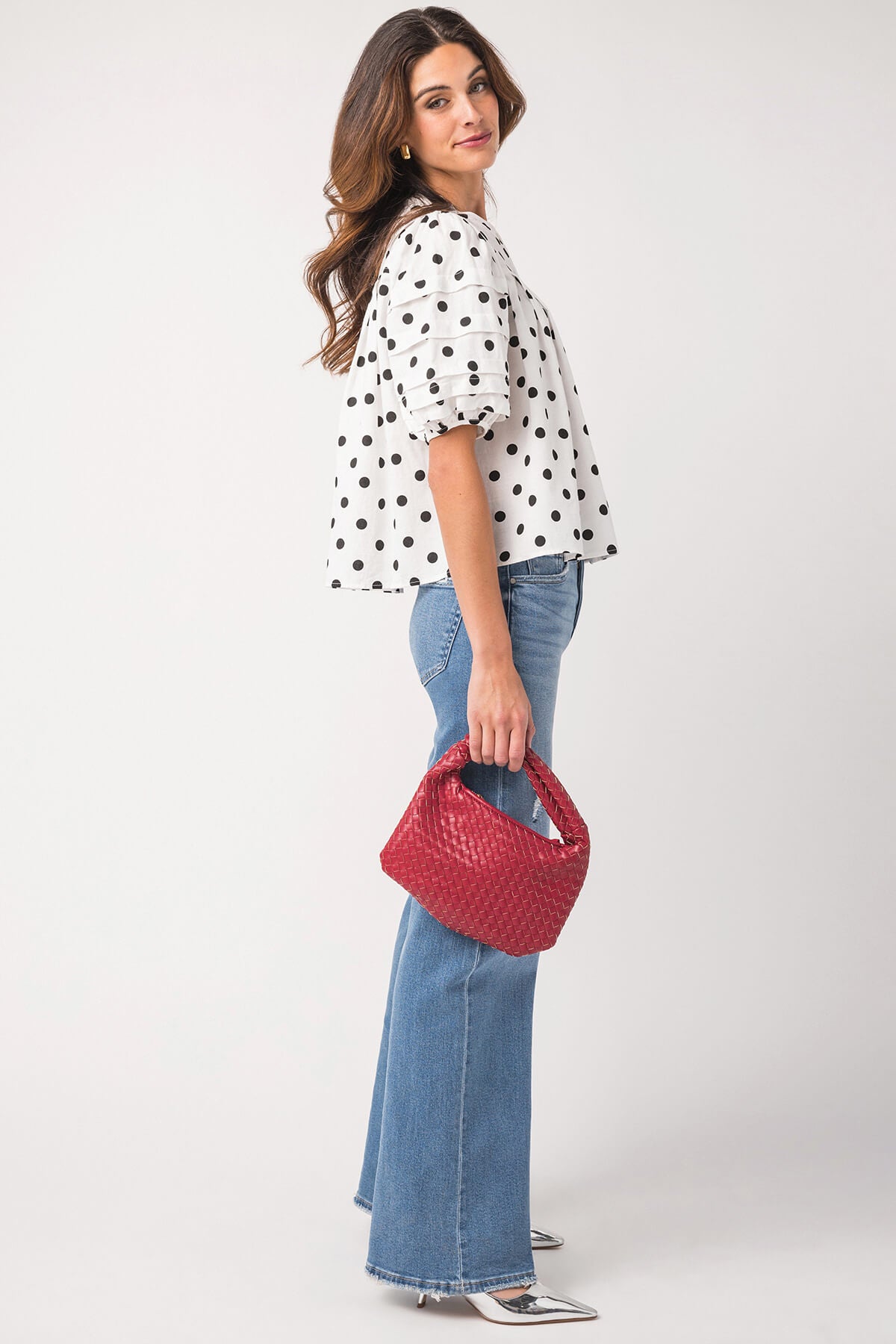 Olivaceous Polka Dot Blouse