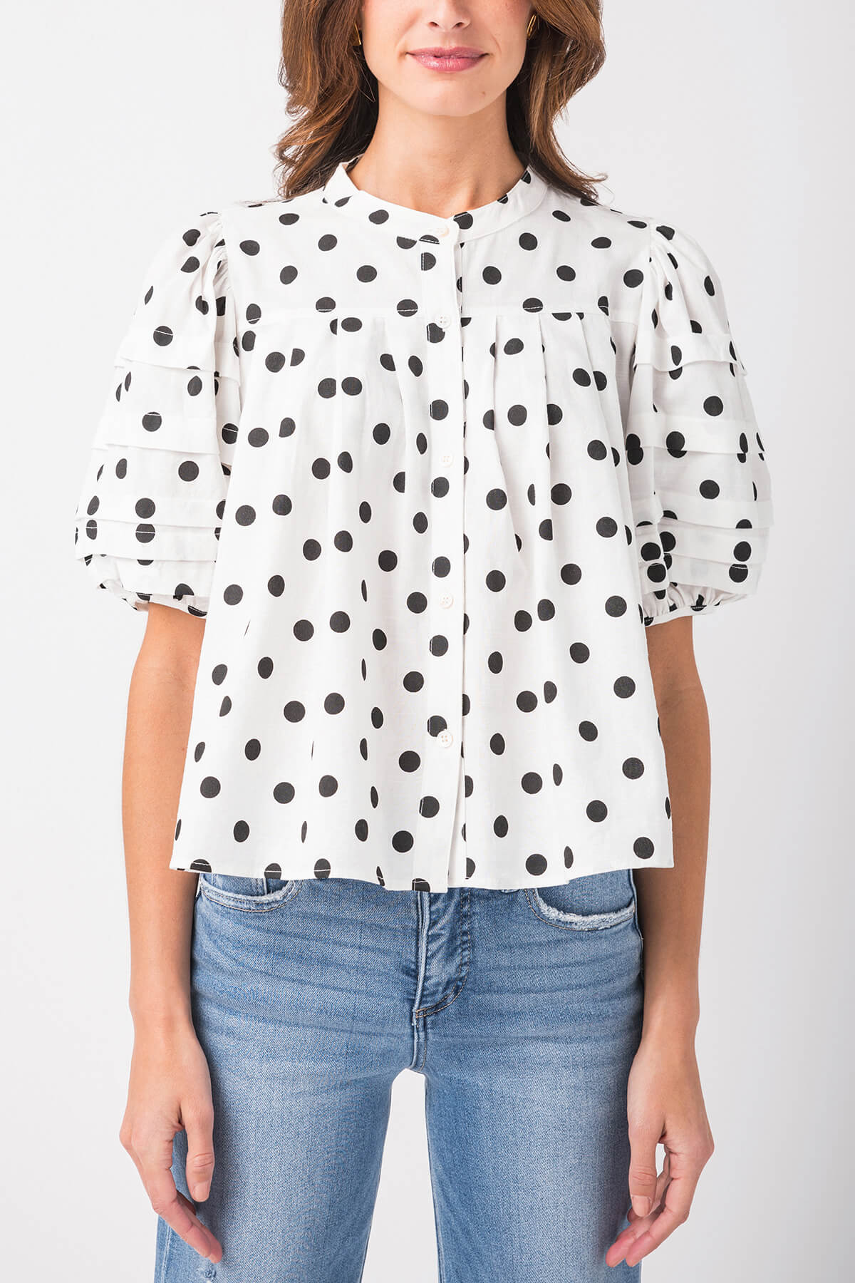 Olivaceous Polka Dot Blouse