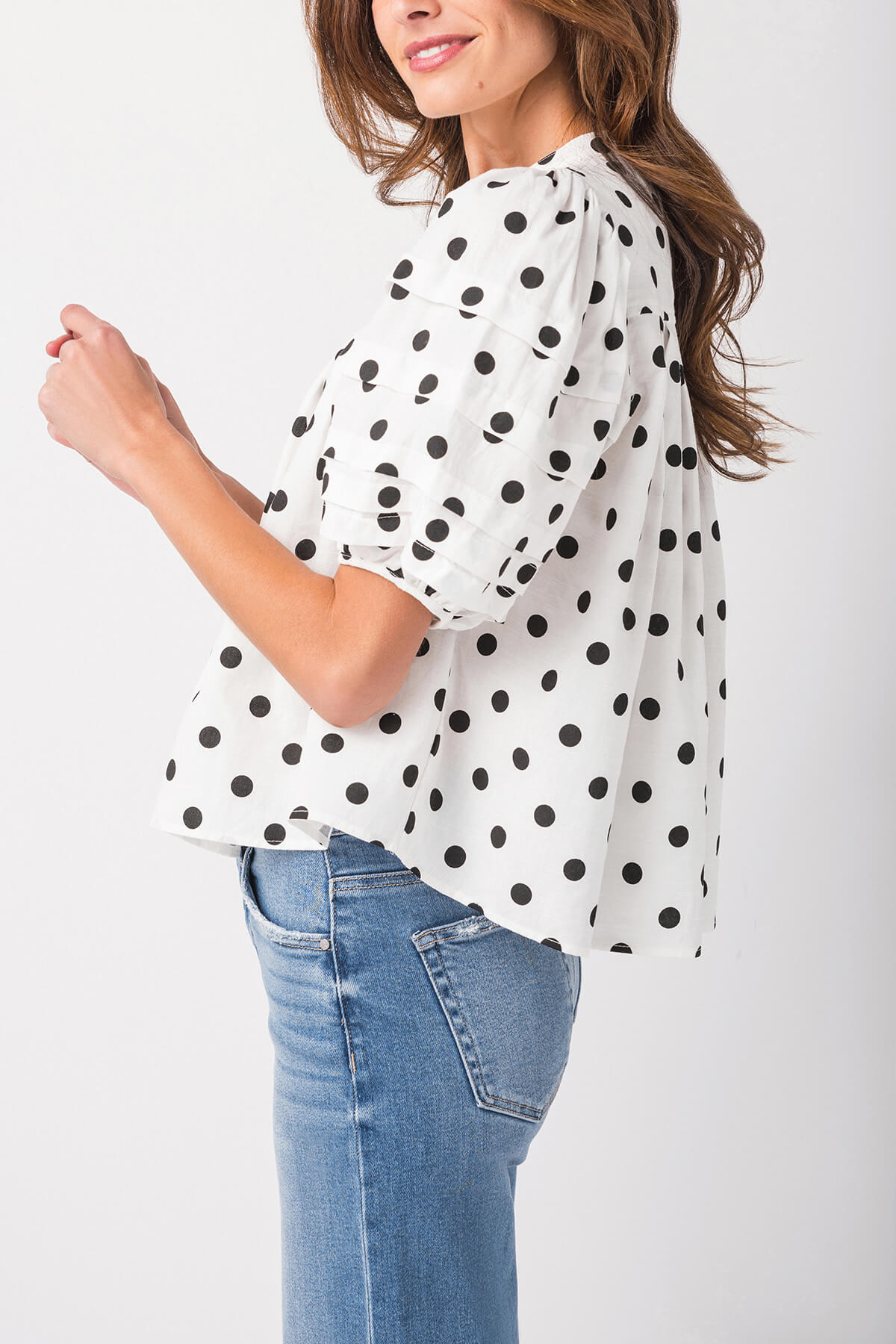 Olivaceous Polka Dot Blouse