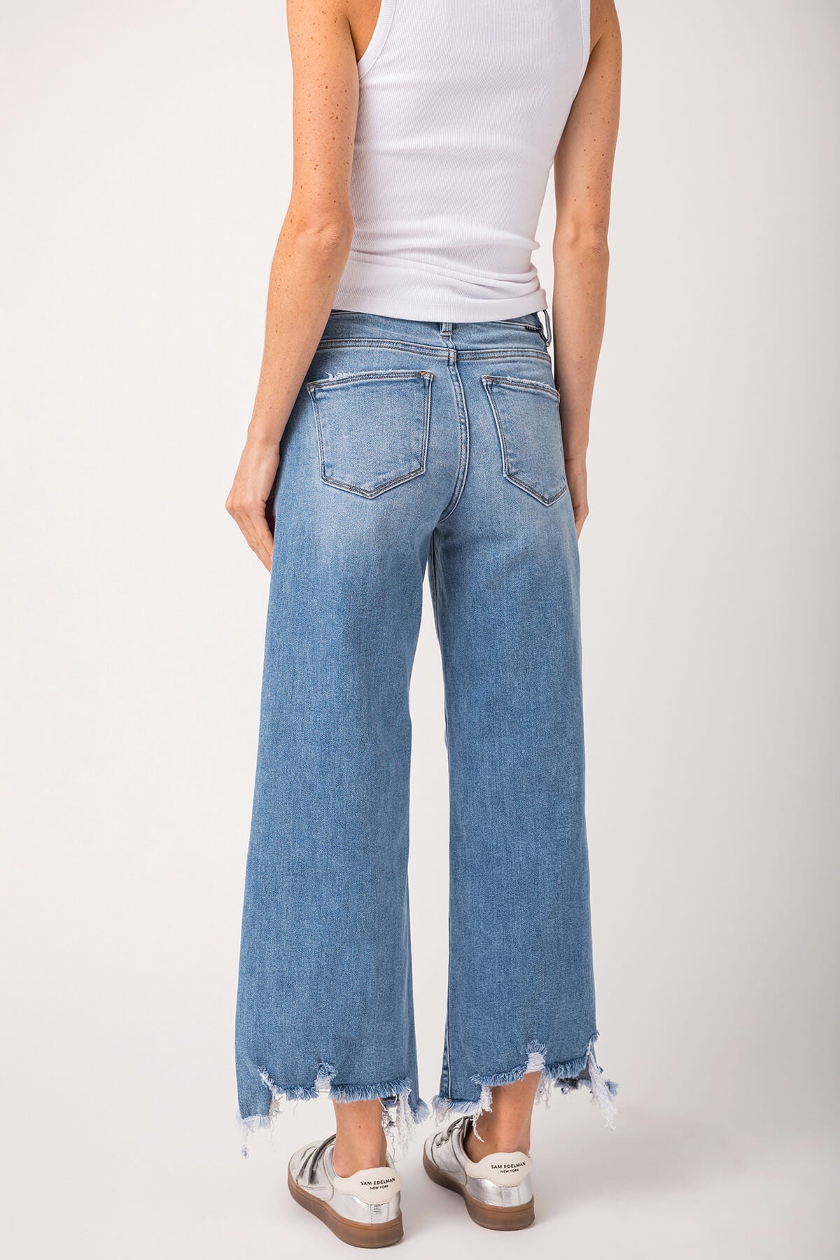 Risen Bobbie Rise Step Hem Crop Wide Leg Jeans