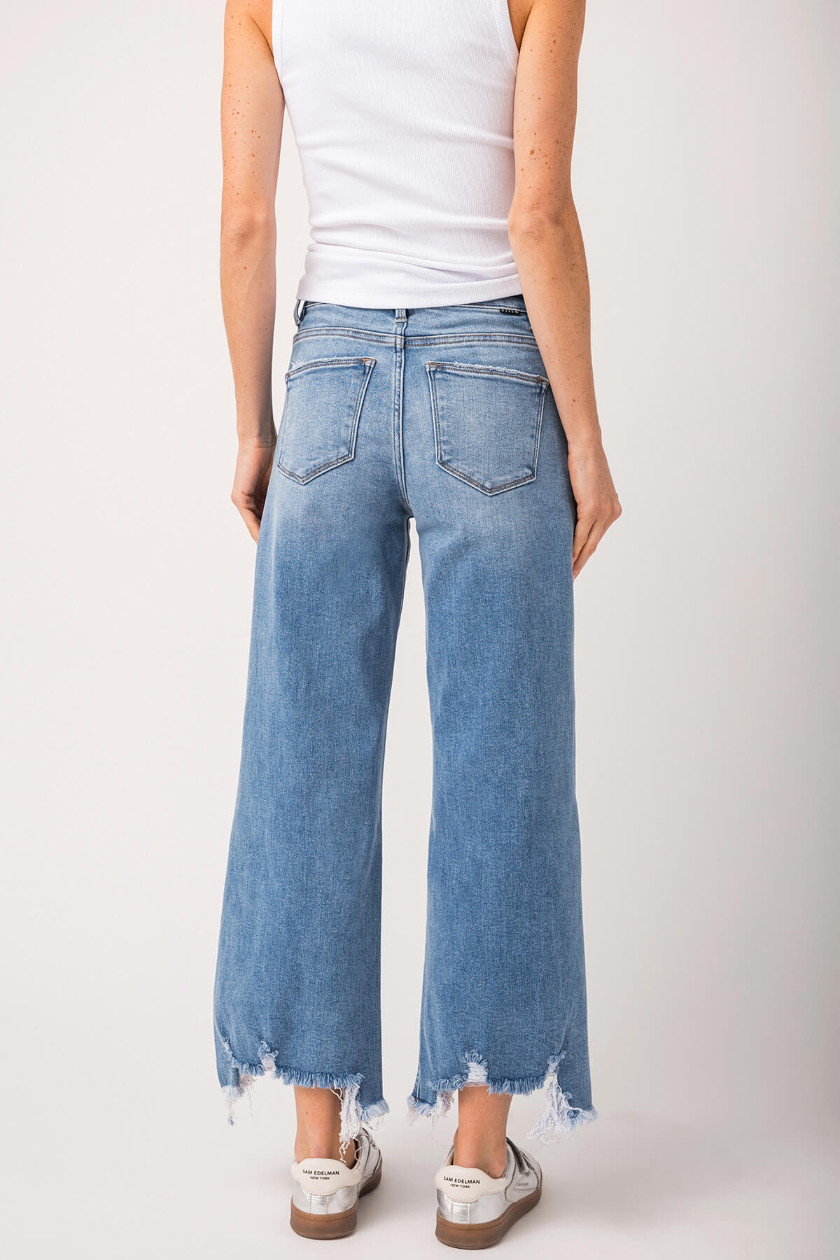 Risen Bobbie Rise Step Hem Crop Wide Leg Jeans