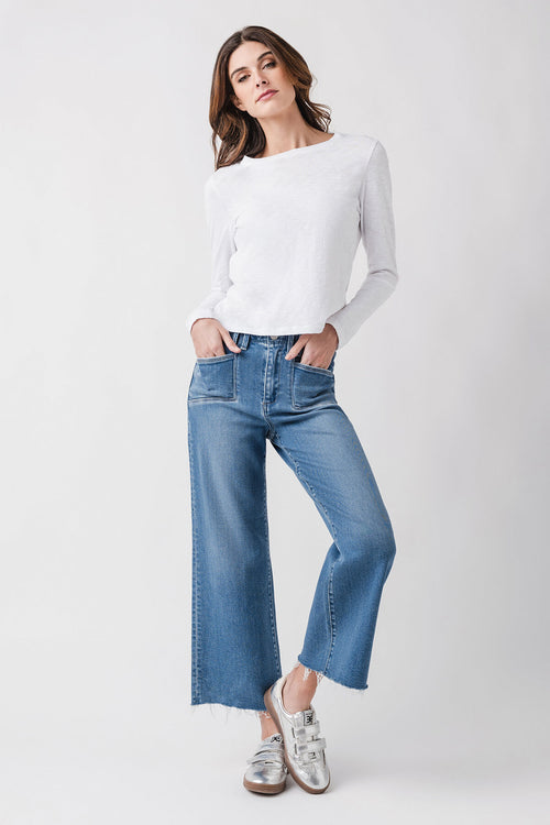 Risen Reese Diagonal Pocket Ankle Flare Jeans