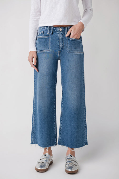 Risen Reese Diagonal Pocket Ankle Flare Jeans