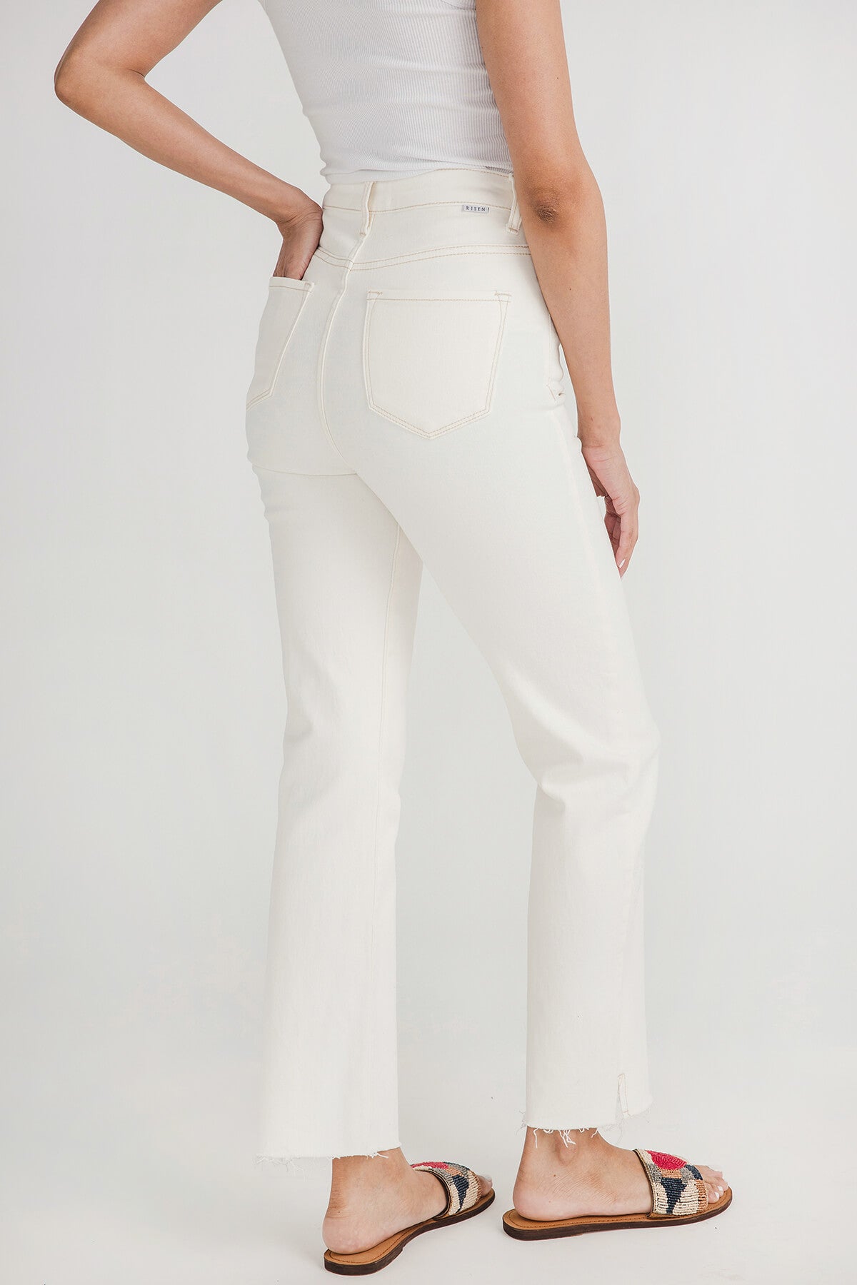 Straight leg cream clearance jeans