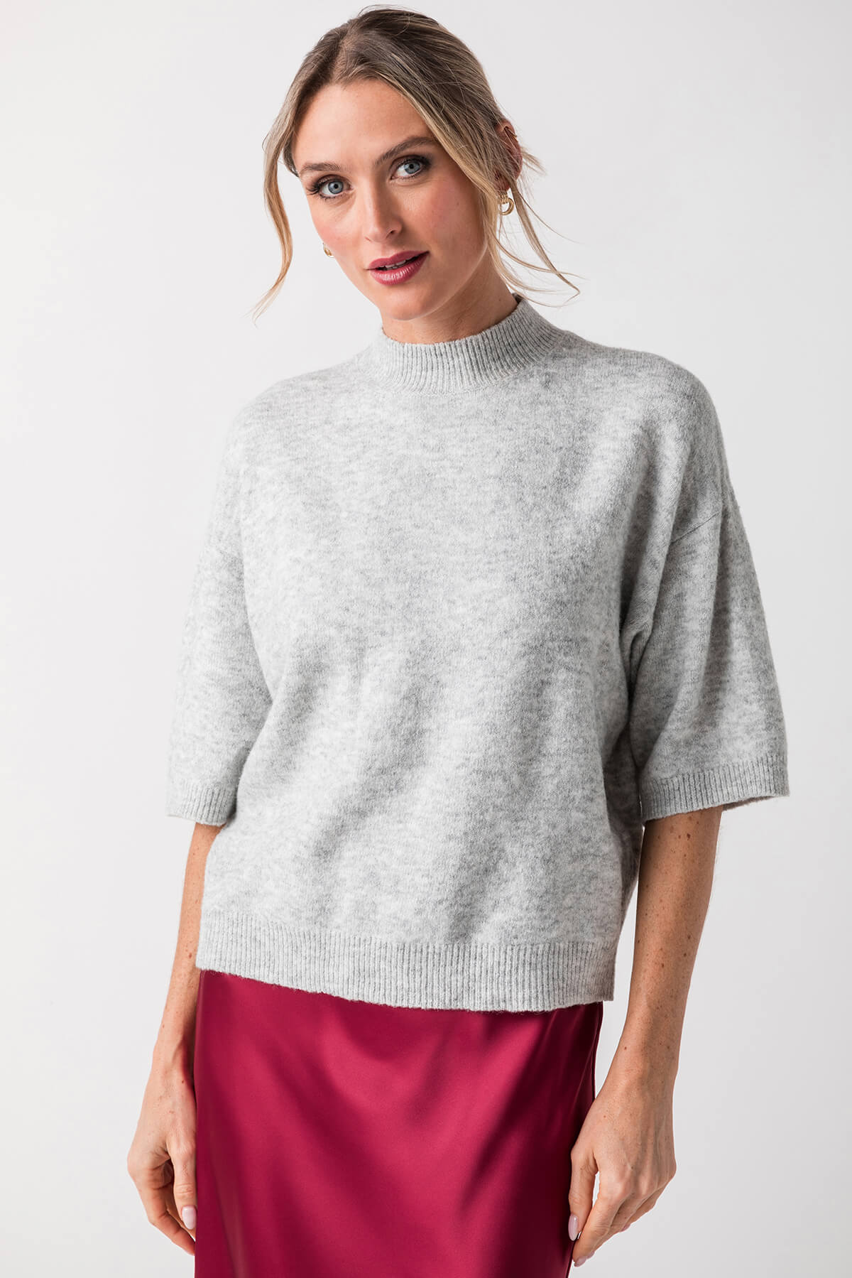 Look by M Mockneck Half Sleeve Sweater