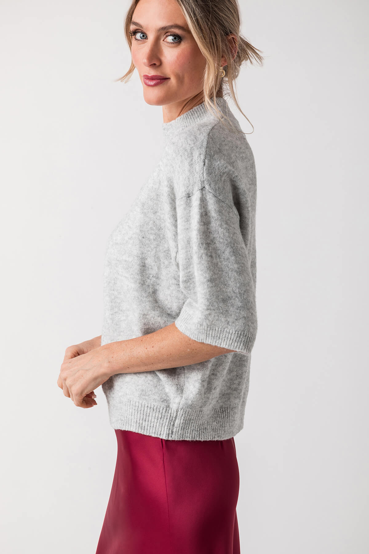 Look by M Mockneck Half Sleeve Sweater