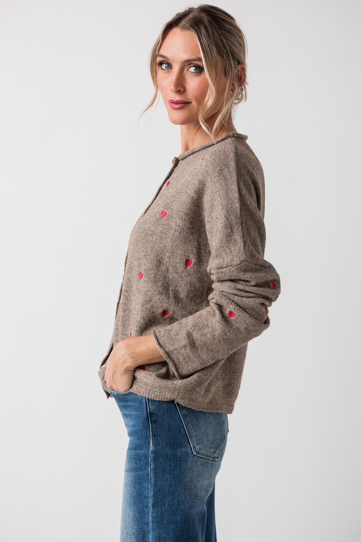 Things Between Embroidered Heart Piper Cardigan