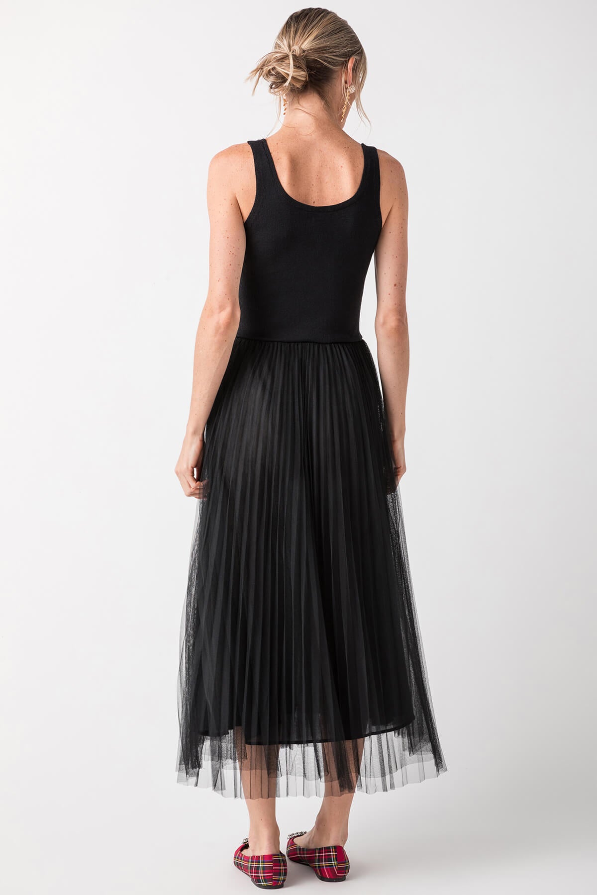 Elan Mixed Media Tulle Midi Dress