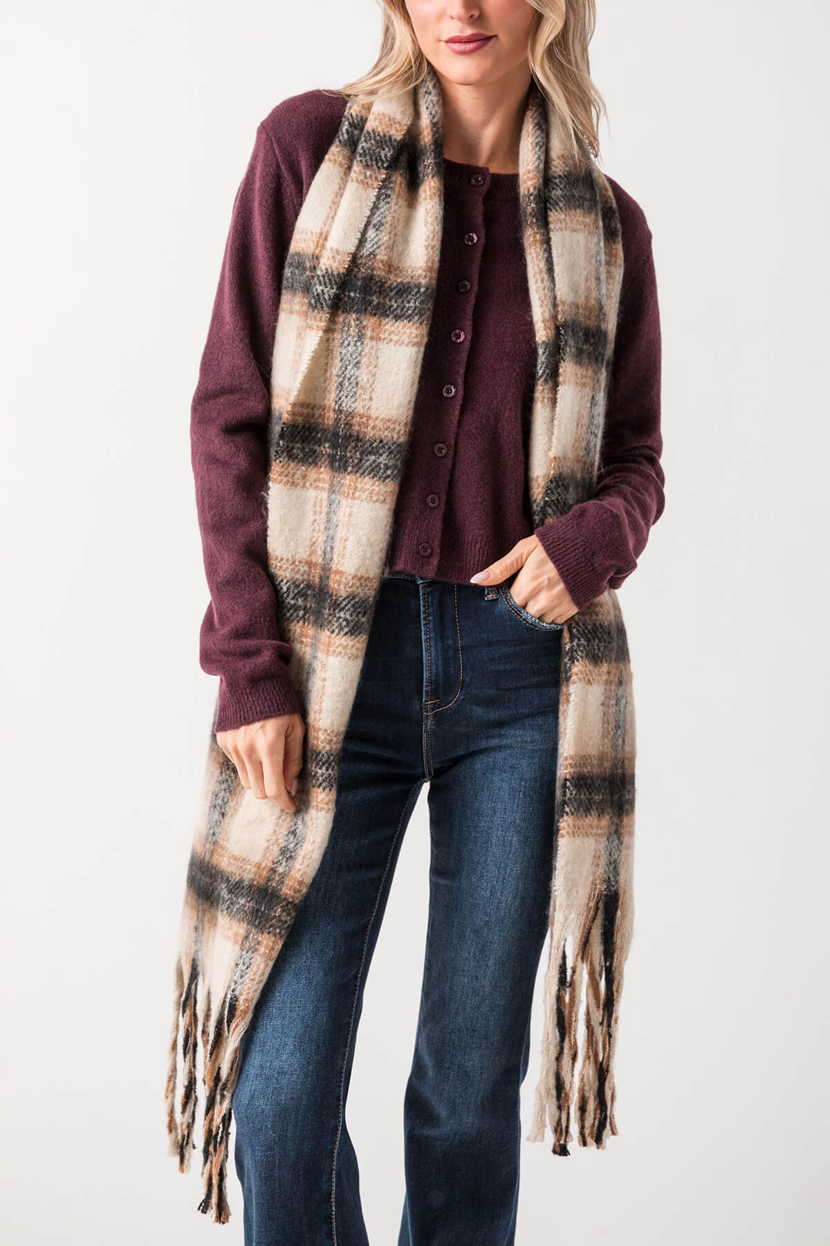 Look by M Muted Tartan Scarf