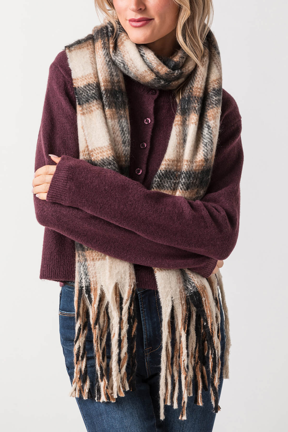 Look by M Muted Tartan Scarf