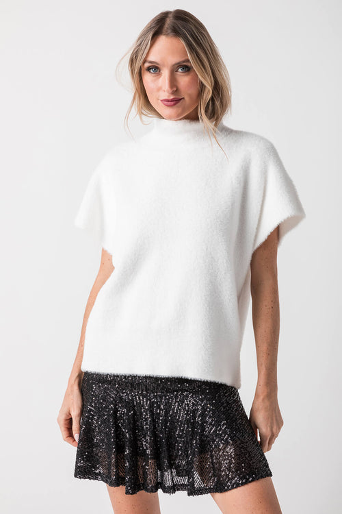 Elan Mockneck Capsleeve Sweater