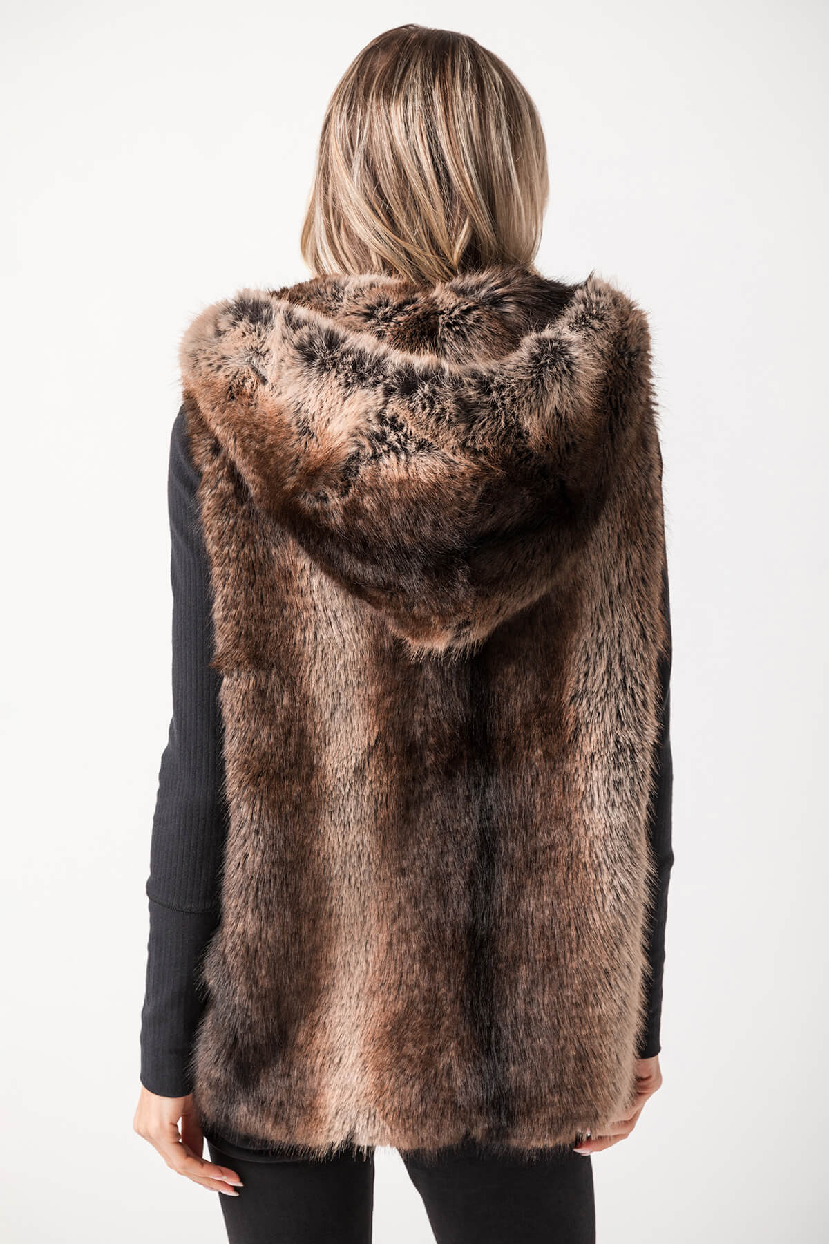 Look by M Two Tone Fur Hooded Vest