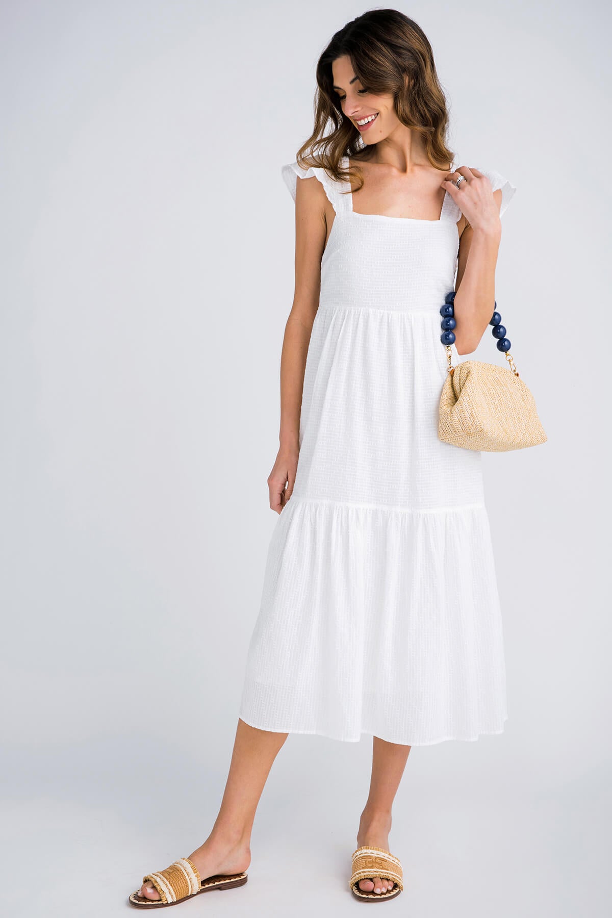 Molly Bracken Flutter Sleeve Tie Back Midi Dress Social Threads