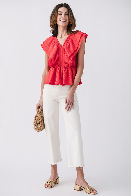 THML Ruffle Vneck Blouse