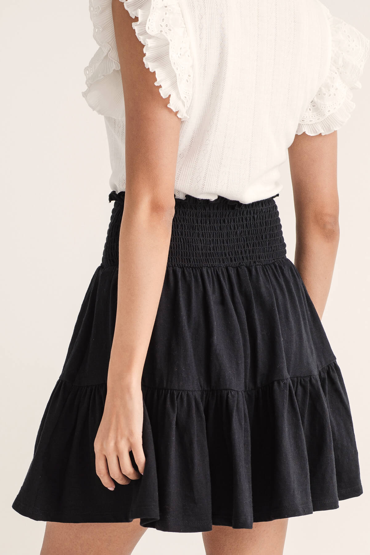 Short ruched jersey skirt top