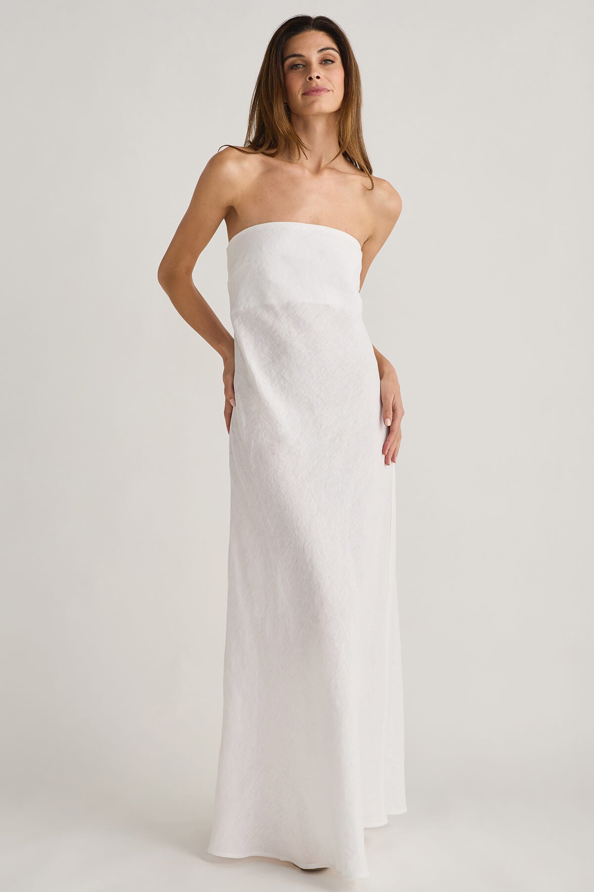 Olivaceous Ella Linen Strapless Dress