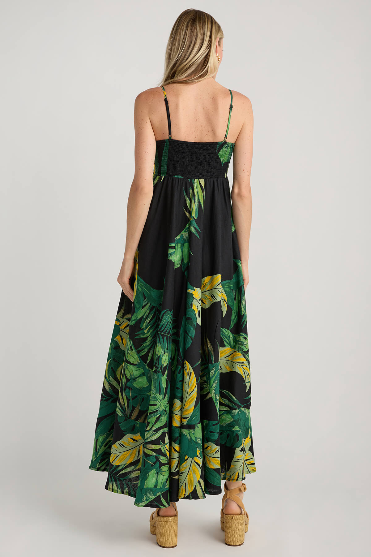 Olivaceous Jane Palm Print Maxi Dress