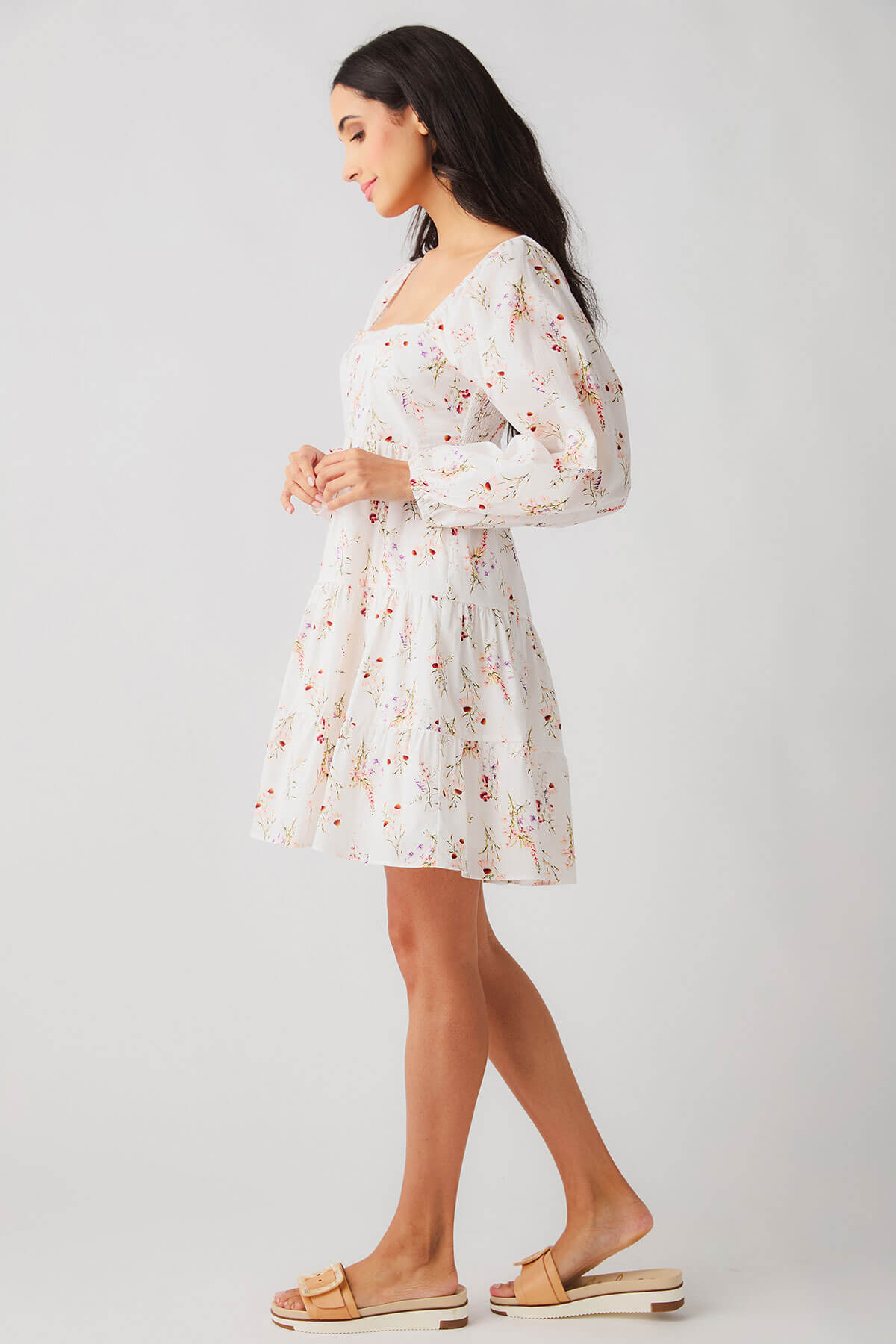 Lucy White Long Sleeve Mini Dress