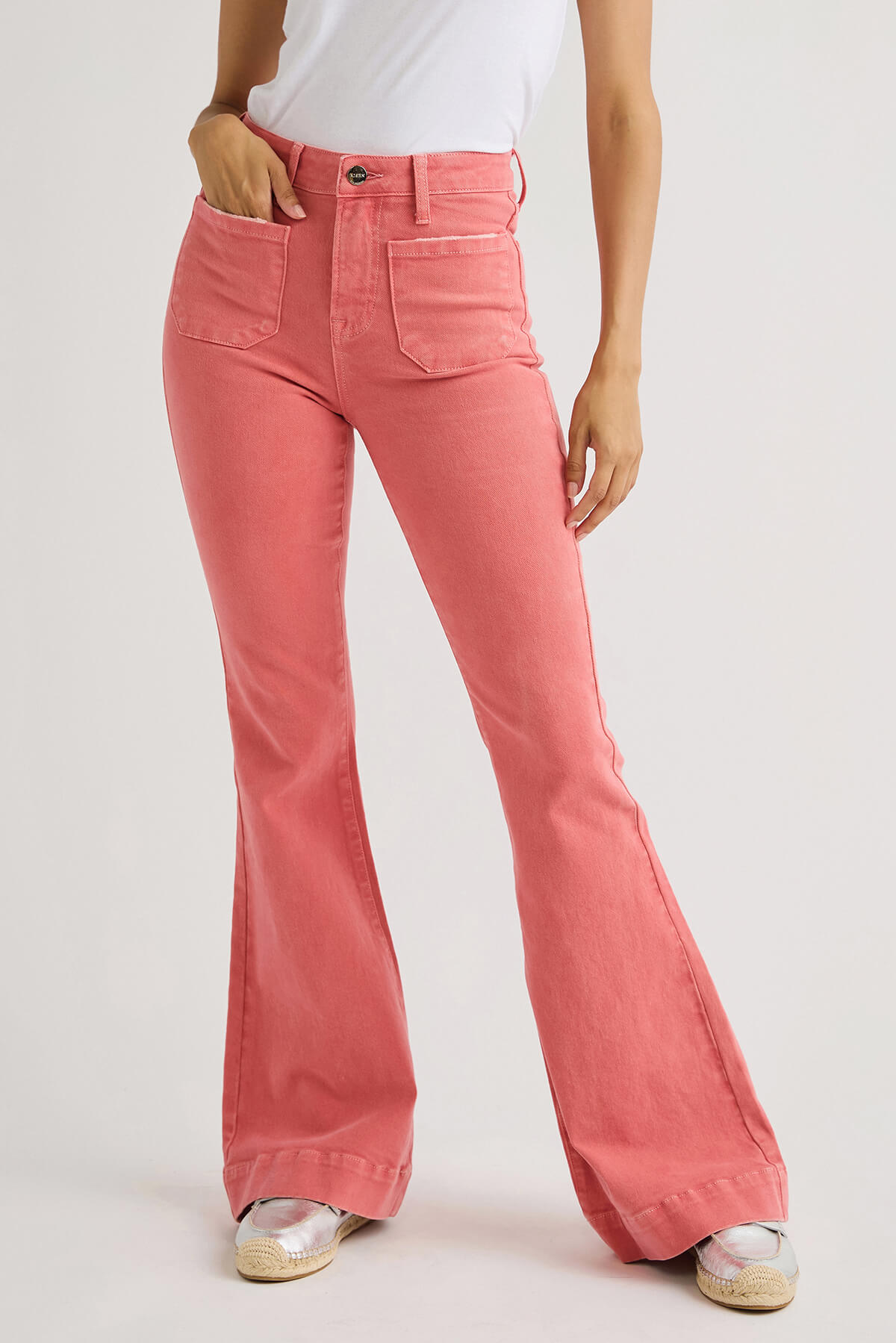 Womens Pocket Jeans Sweet Peach Fashion Rope-Belted Backpackers