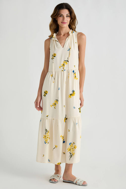 Sugarlips Melba Split Neck Tiered Maxi Dress