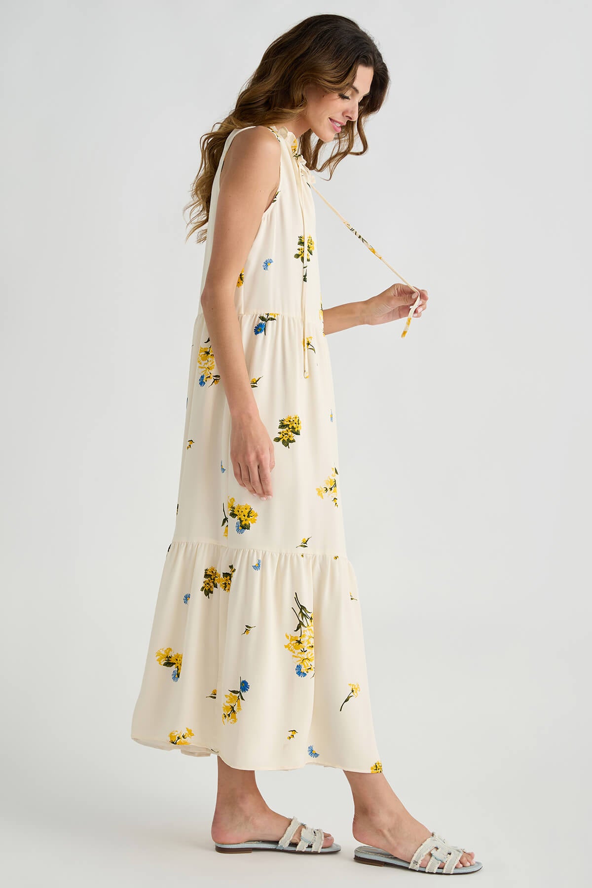 Sugarlips Melba Split Neck Tiered Maxi Dress