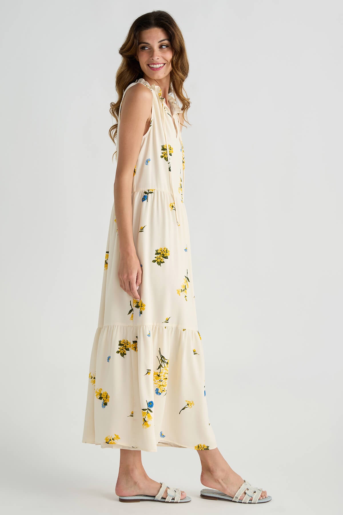 Sugarlips Melba Split Neck Tiered Maxi Dress