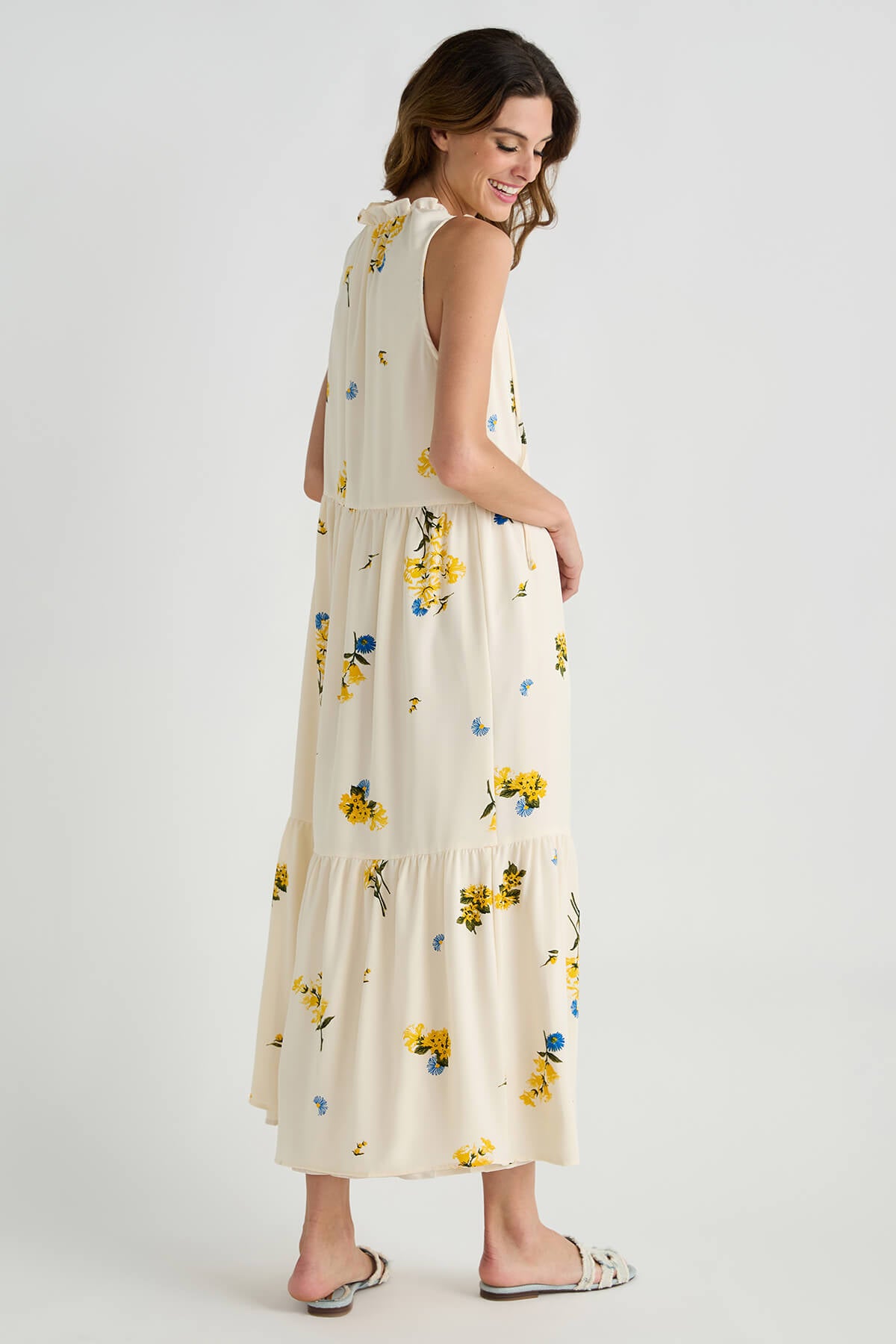 Sugarlips Melba Split Neck Tiered Maxi Dress